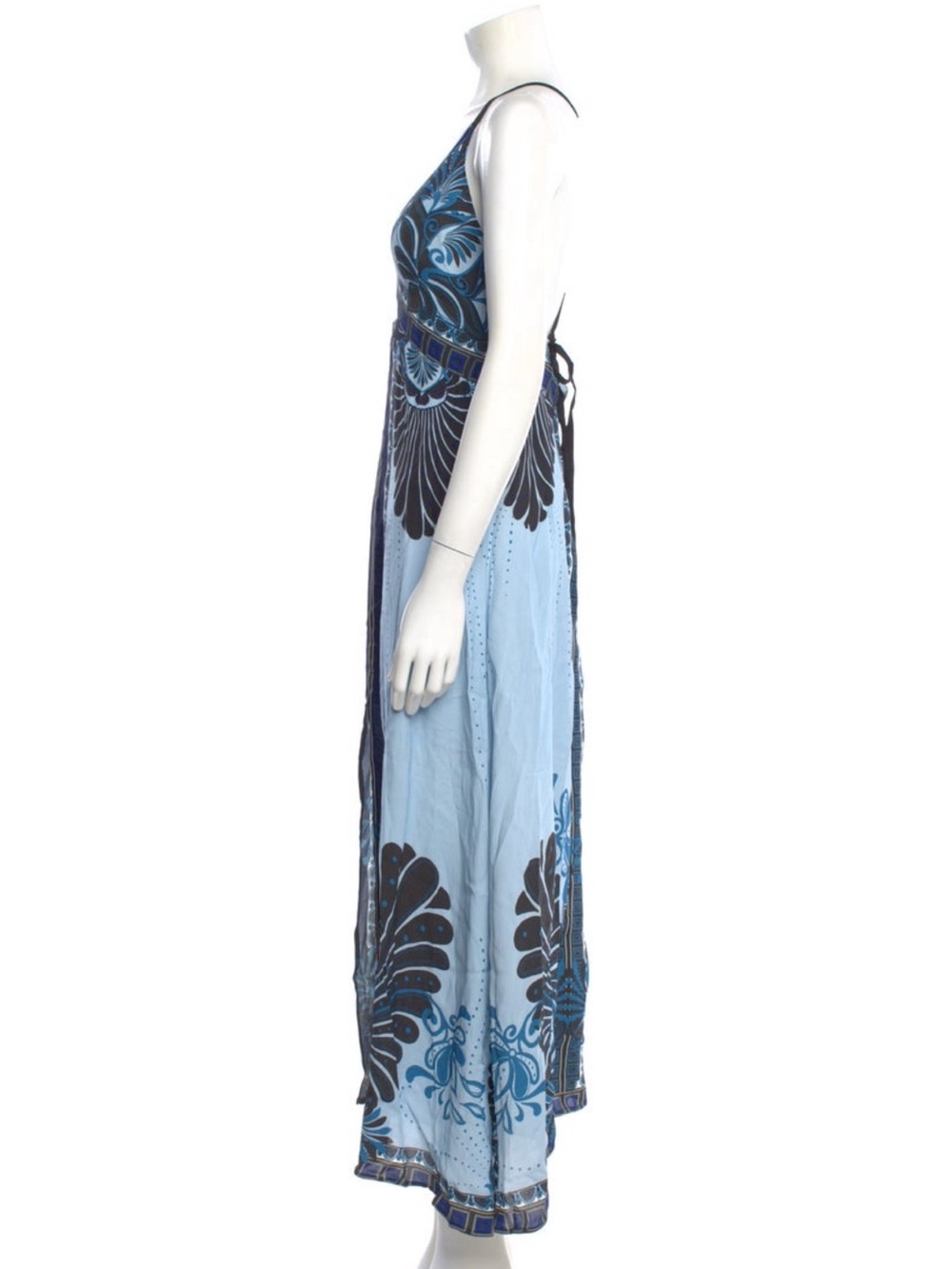 Reiss Emerson Printed V-Neck Maxi Dress in Blue - Picture 6 of 7